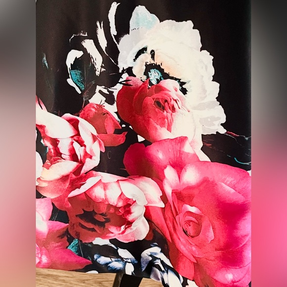 Neiman Marcus Women’s Black Floral Evening Cocktail Dress  US 12 A line - Picture 9 of 10